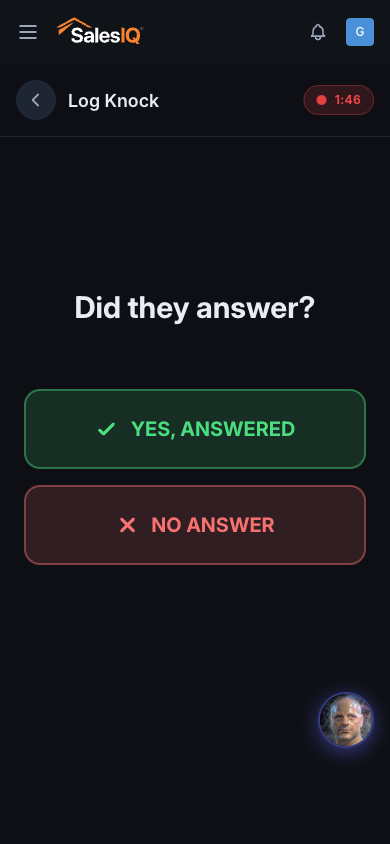 Log the knock outcome